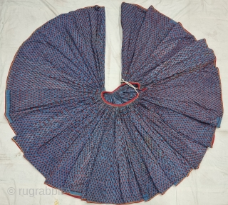 An Very Rare And Very Large Indigo Blue floral Design  Ghaghra (Skirt) Mordant- And Resist-Dyed Cotton,From Rajasthan, India. India.

C.1850-1875.

Its size is L-80cm,

Diameter is 2900 cm (29 Meters) (20220805_145806).
.       