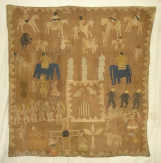 Kanduri shrine Applique Wall Hanging.It is Presented by both Hindu and Muslim Pilgrims as on offering on the grave of the Muslim Prince Sara Masoud.From Uttar Pradesh,India. Its size is 103cmx110cm( DSC04786  ...