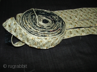 Parsee Zari(Real Silver)Lace Border From Surat Gujarat India.This kind of Lace Border were embroidered by Gujarati artisans in the town of Surat in Gujarat for the Parsee women of that region.The Parsee's  ...