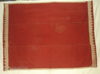 Odhana Double Sided Embroidery (Phulkari Chop Type) On Khadi Cotton. From Hanumangarh District Of Rajasthan Or Sirsa District Haryana.  India. Belongs to Bishnoi Jath Group.Natural Colours.C.1900. Its Size is 140cmX190cm(DSC02952 New). 