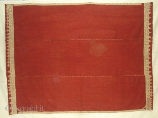 Odhana Double Sided Embroidery (Phulkari Chop Type) On Khadi Cotton. From Hanumangarh District Of Rajasthan Or Sirsa District Haryana.  India. Belongs to Bishnoi Jath Group.Natural Colours.C.1900. Its Size is 140cmX190cm(DSC02952 New). 