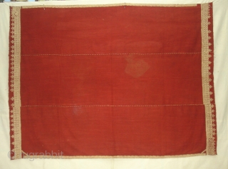 Odhana Double Sided Embroidery (Phulkari Chop Type) On Khadi Cotton. From Hanumangarh District Of Rajasthan Or Sirsa District Haryana.  India. Belongs to Bishnoi Jath Group.Natural Colours.C.1900. Its Size is 140cmX190cm(DSC02952 New). 