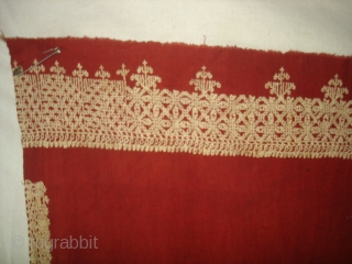 Odhana Double Sided Embroidery (Phulkari Chop Type) On Khadi Cotton. From Hanumangarh District Of Rajasthan Or Sirsa District Haryana.  India. Belongs to Bishnoi Jath Group.Natural Colours.C.1900. Its Size is 140cmX190cm(DSC02952 New). 