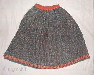 Skirt (Ghaghra)Early Block Print, Natural Dyes on Khadi-cotton,From Balotra, Rajasthan. India.C.1900.Its size is L-87cm,Round Circle-245cm(DSC03472 New).                 