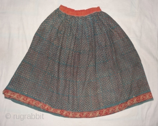 Skirt (Ghaghra)Early Block Print, Natural Dyes on Khadi-cotton,From Balotra, Rajasthan. India.C.1900.Its size is L-87cm,Round Circle-245cm(DSC03472 New).                 