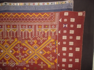 Odhani Bishnoi Shawl From Shekhawati District of Rajasthan, India. Odhani Showing the Chopat design on cotton Khadder (Village Khadi)cloth with natural colours,This were traditionally used mainly by Bishnoi Group of Shekhawati District  ...