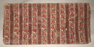 Early Sutra Book Cover, Wood block Print on cotton textile, On the White-Brown base colour with flower design,From Rajasthan. India.Circa 1900.Its size is 15cmx31cm(DSC08097).         