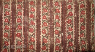 Early Sutra Book Cover, Wood block Print on cotton textile, On the White-Brown base colour with flower design,From Rajasthan. India.Circa 1900.Its size is 15cmx31cm(DSC08097).         