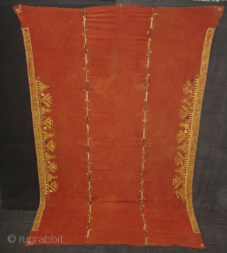 Rare Kind of Chope Phulkari From East(India)Punjab, India.C.1900.Cotton Khaddar Fabric,Silk-Floss Threads Stitches,Its size is 140cmX218cm(DSC00233).                  