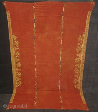 Rare Kind of Chope Phulkari From East(India)Punjab, India.C.1900.Cotton Khaddar Fabric,Silk-Floss Threads Stitches,Its size is 140cmX218cm(DSC00233).                  