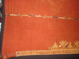 Rare Kind of Chope Phulkari From East(India)Punjab, India.C.1900.Cotton Khaddar Fabric,Silk-Floss Threads Stitches,Its size is 140cmX218cm(DSC00233).                  