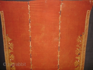 Rare Kind of Chope Phulkari From East(India)Punjab, India.C.1900.Cotton Khaddar Fabric,Silk-Floss Threads Stitches,Its size is 140cmX218cm(DSC00233).                  