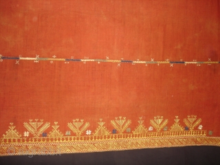 Rare Kind of Chope Phulkari From East(India)Punjab, India.C.1900.Cotton Khaddar Fabric,Silk-Floss Threads Stitches,Its size is 140cmX218cm(DSC00233).                  