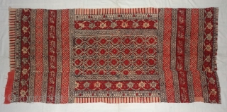 Saudagiri Trade Textiles of Gujarat, Block Printed On Cotton Khadi From Kutch Gujarat, India.C.1900.Its size is 85cmX188cm(DSC07008).                