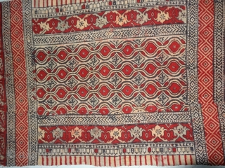 Saudagiri Trade Textiles of Gujarat, Block Printed On Cotton Khadi From Kutch Gujarat, India.C.1900.Its size is 85cmX188cm(DSC07008).                