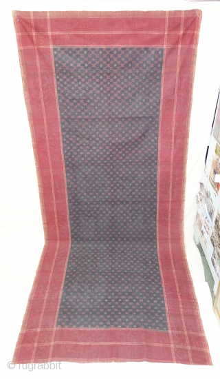 Telia Ikat Rumal or Dupatta,From Andhra Pradesh South India. India.Cotton warp And Weft Ikat.Circa 1900.Its Size is 112X262cm(DSC08169)
               