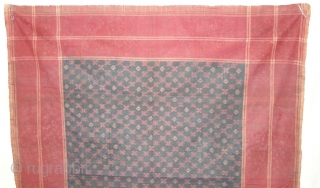 Telia Ikat Rumal or Dupatta,From Andhra Pradesh South India. India.Cotton warp And Weft Ikat.Circa 1900.Its Size is 112X262cm(DSC08169)
               