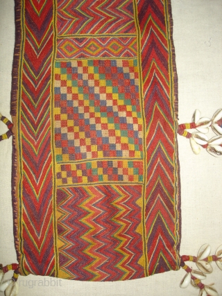 Ceremonial Banjara Chanchi Tobacco Bag From Karnataka,South India.Embroidered on cotton.Its size is 15cmX36cm(DSC03257 New).                   