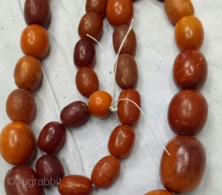 Amber Necklace 37 Beads Kutch Gujarat India.C.1900,Its Weight is 122 Gram. Good condition(DSCO0905 New).                   