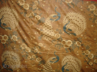 Pichwai of Morakuti or Varshakaal (Rainy Season) Divalgiri Roller- Printed on cotton,Made in Manchester England,for Indian Market.The mating dance of the Peacock Signals the onset of the Monsoons, The Dusty colour Ground  ...