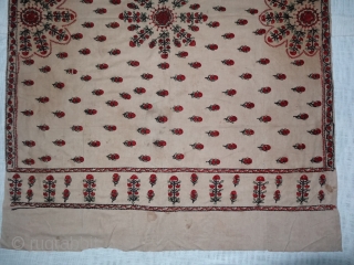 Abochhini Shawl for Women Probably from Sodha Group of Tharparkar Region of Sindh, undivided India. India .1900.Cotton with Silk Embroidery. Its size is 130cmX185cm(DSC07107).         