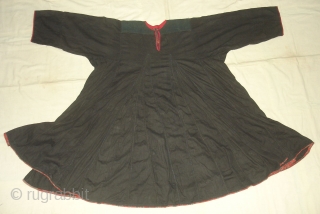 Woman's Embroidered Kurta(Shirt),From Swat Valley of Pakistan.The Black Natural Dye cotton field with Floss-Silk embroidery(DSC03347 New).                 