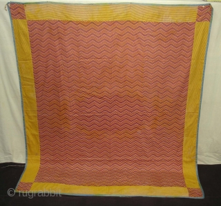 Roller Print(Cotton)Lahariya Wall Hanging From India or might be from Manchester England,Made for Indian Market,Used as for private shrines as Divalgiri.Its size is 183cmx218cm(DSC05116 New)        