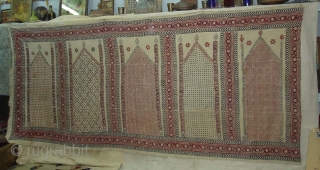 Prayer Arch Kalamkari (Khadi Cotton)with block printing probably from khandesh (Burhanpur-central India)India.Its size is 155cm X360cm.Rare Prayer Arch Kalamkari(DSC07085 New).             