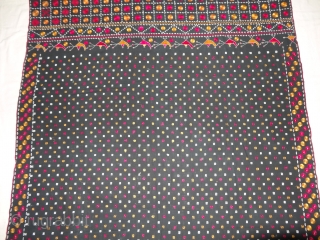 Indigo-Colour(Dark) Phulkari From East(India)Punjab Region of India. India.Silk on Indigo Dyed Hand Spun Cotton ground.C.1900.Its size is 135cmX245cm(DSC03875 New).              