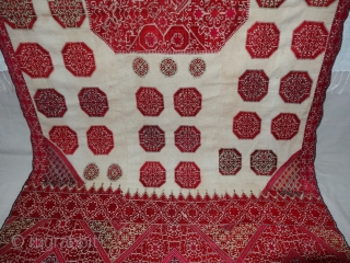 Phulkari Swatti Shawl From the Swat region of Pakistan. India.Silk embroidery on cotton,Circa Mid-19th Century.Its size is 113cmX235cm(DSC07182).
               