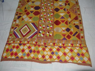 Phulkari From East(Punjab) India.Known as Darshan Dwar. Handspun cotton plain weave (khaddar) with silk and cotton embroidery,Showing the Folk Culture and Art of Punjab. Its size is 125cmX210cm(DSC03975 New).
    