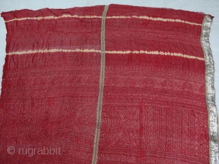 Kumbhi,Tie and Dye Silk Odhani(Bandhani)With Real Zari embroidery border in the middle with Mukesh (Badla) Work.From Kutch Region of Gujarat,India.C.1900. Belongs to Khatri community of West coast of Kutch Gujarat, Condition is  ...