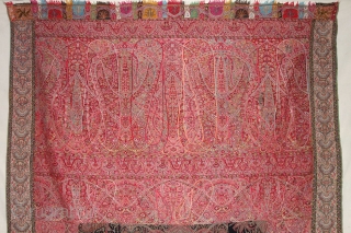 Sikh Period Kalamkar Jamawar Long Shawl From Kashmir, India.C.1830-1860.Its Size is 140cmx315cm.Perfect in the condition(DSC07694). 
                 