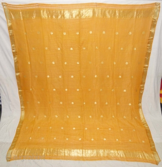 Fine Zari Dupatta with Check Design, Cotton with Real zari (Real Silver And Gold ) from Madhya Pradesh. India. c.1900. Good condition. Its size 195cmX245cm(DSC08302).
        