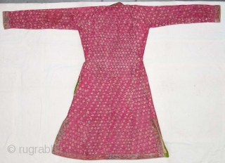 Mughal Buti Choga (Man's Costume) Silk, Brocade with Silk thread and Real Gold Zari (Real Gold and Silver), Probably from Northern India. India. Late 19th Century. Its size is Length-115cm, Width-65cm, Sleeve-  ...