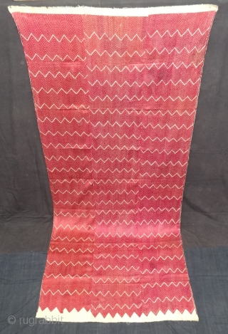 Thirma Phulkari From West(Pakistan)Punjab. India. Known As Wedding Thirma Bagh. Rare Influence of showing Lahariya Weave Design. c.1900. Its size is 110cmX250cm(DSC05690).
           