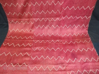 Thirma Phulkari From West(Pakistan)Punjab. India. Known As Wedding Thirma Bagh. Rare Influence of showing Lahariya Weave Design. c.1900. Its size is 110cmX250cm(DSC05690).
           