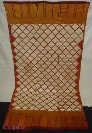 Phulkari From West(Pakistan)Punjab. India.known as Chand Bagh. C.1900. Very Rare influence of Nazar buti in the Middle(DSC04820).
                