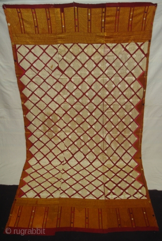 Phulkari From West(Pakistan)Punjab. India.known as Chand Bagh. C.1900. Very Rare influence of Nazar buti in the Middle(DSC04820).
                