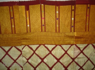 Phulkari From West(Pakistan)Punjab. India.known as Chand Bagh. C.1900. Very Rare influence of Nazar buti in the Middle(DSC04820).
                