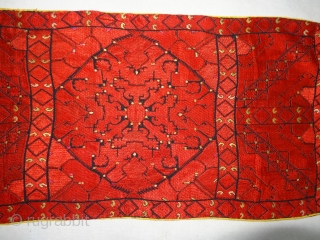 Pillow-Cover,Swat Valley(Pakistan). India.Embroidered On Cotton with floss silk.with  Braiding and Tassels.C.1900.Its size is 34cmx72cm(DSC04179).                  