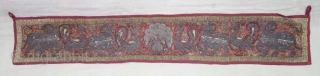 Pichwai Toran for the Gopashtami with Cow's and Peacock, Zardozi Embroidery on the Silk with Real Zari Thread (Real Silver) From Gujarat India. Late 19th Century. Its size 12cm x 72cm(DSC08596).


  