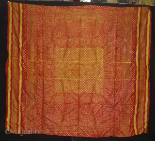 Printed Tie and Dye Style, Silk Odhani From Pethpur Region of Gujarat, India,C.1900.Its size is 165cmx180cm. Good Condition(DSC03706 New).              