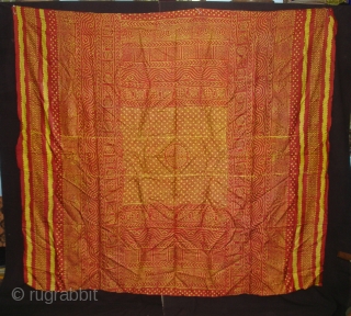 Printed Tie and Dye Style, Silk Odhani From Pethpur Region of Gujarat, India,C.1900.Its size is 165cmx180cm. Good Condition(DSC03706 New).              