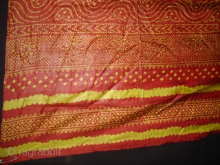 Printed Tie and Dye Style, Silk Odhani From Pethpur Region of Gujarat, India,C.1900.Its size is 165cmx180cm. Good Condition(DSC03706 New).              