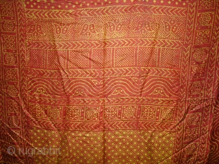 Printed Tie and Dye Style, Silk Odhani From Pethpur Region of Gujarat, India,C.1900.Its size is 165cmx180cm. Good Condition(DSC03706 New).              