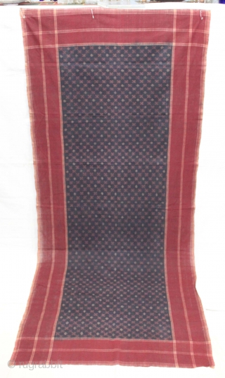 Telia Dupatta From Andhra Pradesh India.Cotton warp And Weft Ikat.Circa 1900.Its Size is 110X260cm(IMG_1100 New).                  
