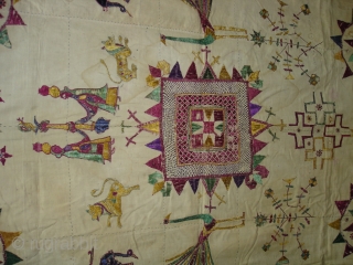 Dharaniya Wall Hanging From Saurashtra Gujarat India.This were Traditionally used mainly by Kathi Darbar family of Saurashtra Gujarat India.C.1900.Its size is 120cmx195cm(DSC06160 New).          