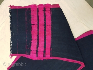 Special Waziri Turban (Indigo BLue Colour) for Man From Waziristan, Pakistan.  India.C.1900.Natural Dye with Hand Woven Cotton and silk ends,with silk end borders.Its size is 53cmX440cm(20171222_135530 New).     