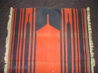 Jai Namaj Praying Dhurrie(Cotton),also known As Musala Dhurrie(Mat)From Gujarat.India.c.1900.Its Size is 80X110cm(DSC05579 New).                    
